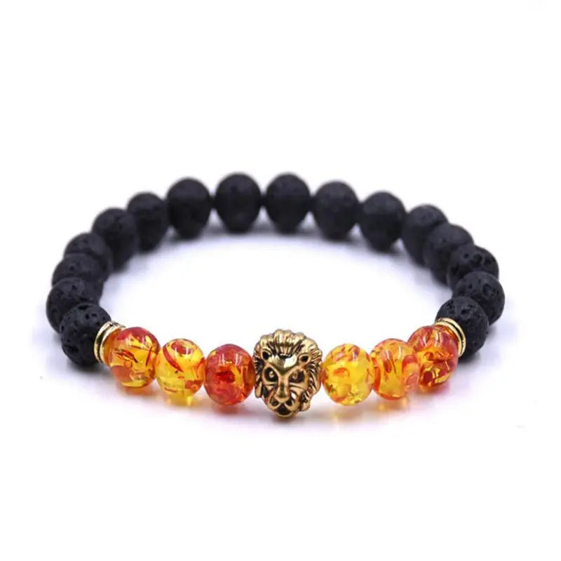 Mixed color Vintage Beaded Buddha Bracelets Pulseiras Masculinas Natural Stone Lion  Women pulseras Mens  Lol