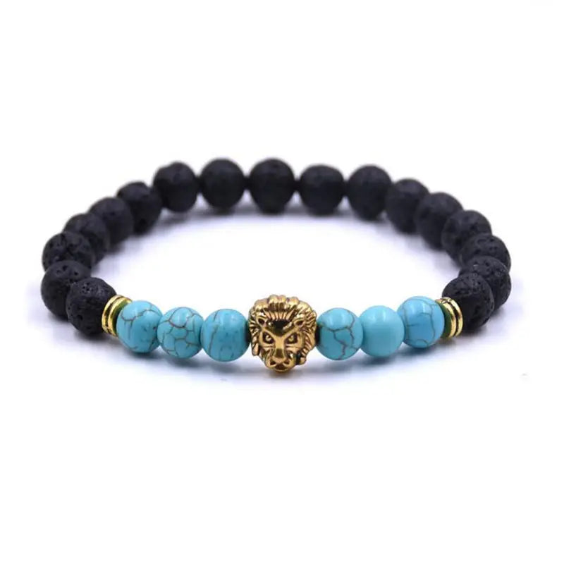 Mixed color Vintage Beaded Buddha Bracelets Pulseiras Masculinas Natural Stone Lion  Women pulseras Mens  Lol