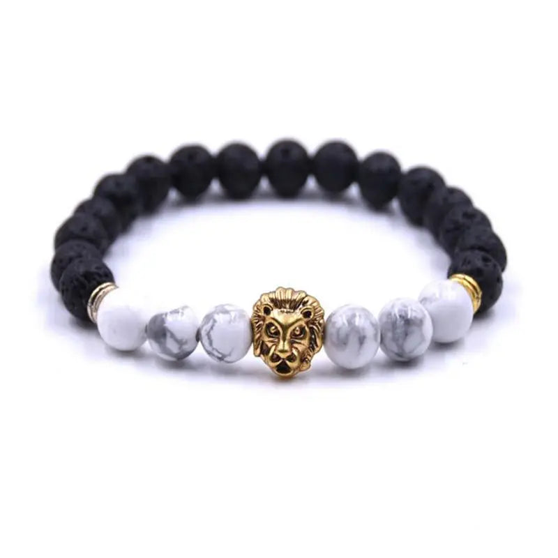 Mixed color Vintage Beaded Buddha Bracelets Pulseiras Masculinas Natural Stone Lion  Women pulseras Mens  Lol