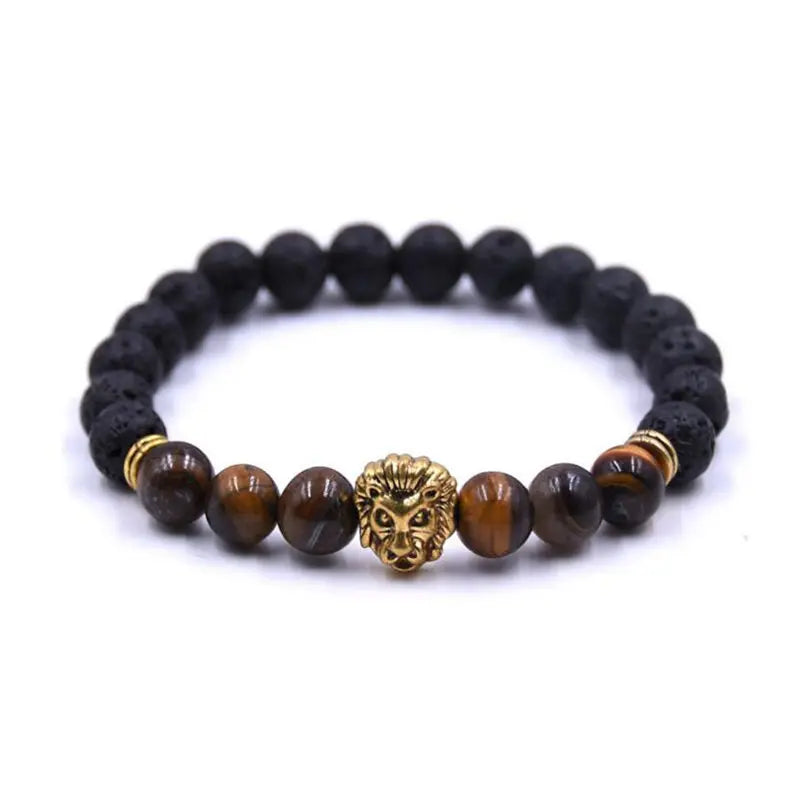 Mixed color Vintage Beaded Buddha Bracelets Pulseiras Masculinas Natural Stone Lion  Women pulseras Mens  Lol