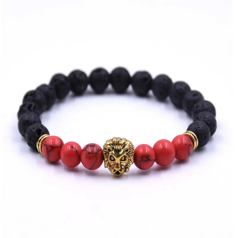 Mixed color Vintage Beaded Buddha Bracelets Pulseiras Masculinas Natural Stone Lion  Women pulseras Mens  Lol