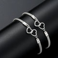 2 Pcs Set Love Heart Couple Bracelets for Women Men Silver Color Double Layer Matching Chain Bracelet Lover Jewelry Gift