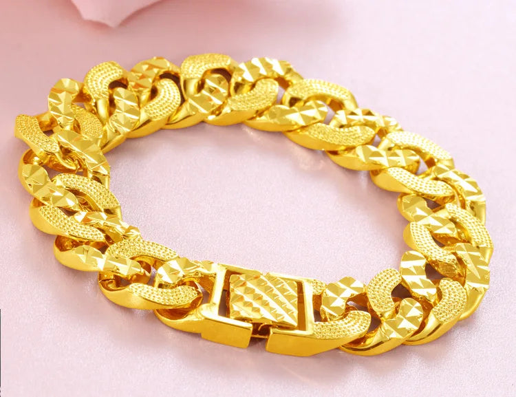 Forever Not Fade 24K Gold Filled Jewelry Bracelets for Men Women Pulseira Feminina Bizuteria Joyas Wedding Fine Bracelets