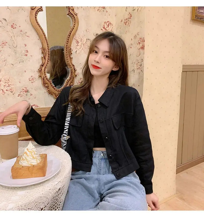 Short Casual Jacket for Women 2025 Spring and Autumn New Korean Casual Thin Jacket Loose Versatile Long-sleeved Top