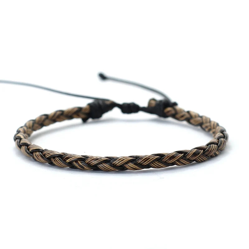 Simple Style Handmade Genuine Leather Bracelet Men Adjustable Wax Rope Leisure Accessories Gift For Him  Pulseiras Masculina