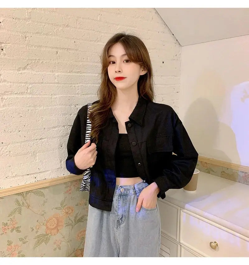 Short Casual Jacket for Women 2025 Spring and Autumn New Korean Casual Thin Jacket Loose Versatile Long-sleeved Top