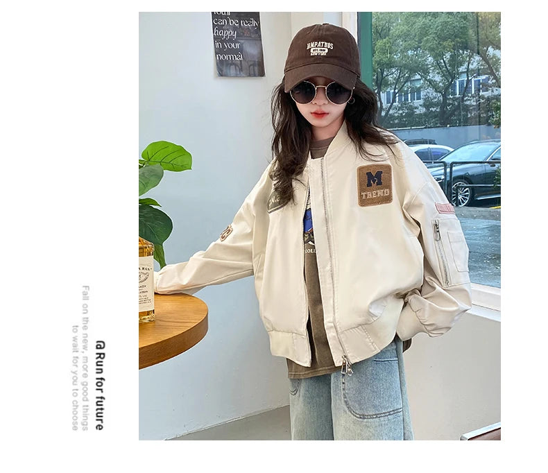 Casual Teenage Girls Baseball Jackets 4-14  junior kids Clothes Children Sports Outerwear Coat Spring Autumn Fashion Boys Jacket
