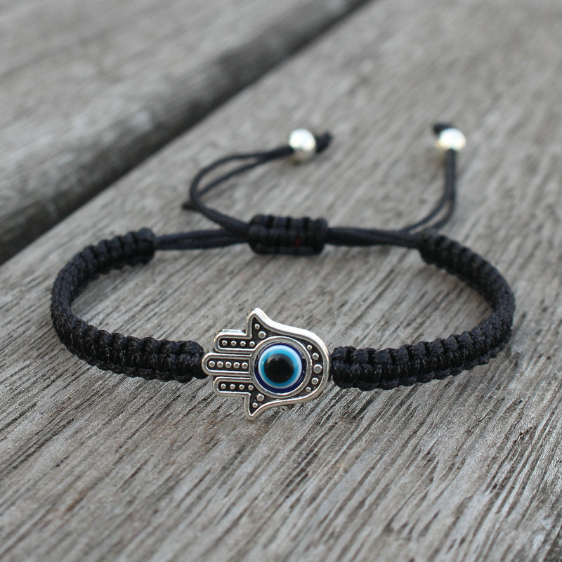 Pulseras Hombre Weaved Men's Fatima Hamsa Hand Bracelet Man Braided Turkish Evil Eye Bracelets For Men Women Spiritual Jewelry