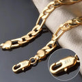 8 Inch Gold Bracelet 8MM Gold/Silver Color Full Side Figaro Chain Bracelet for Woman Man Fashion Wedding Jewelry Gift