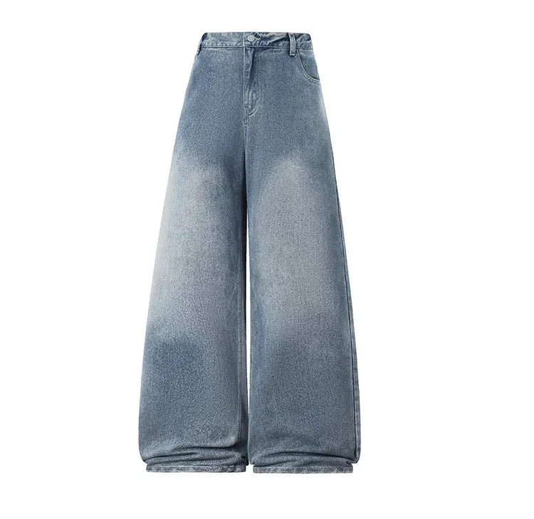 Men's Trendy High Waist Oversized Wide Leg Flared Denim Pants 2026 Extra Long Floor Dragging Loose Fit Streetwear Jeans