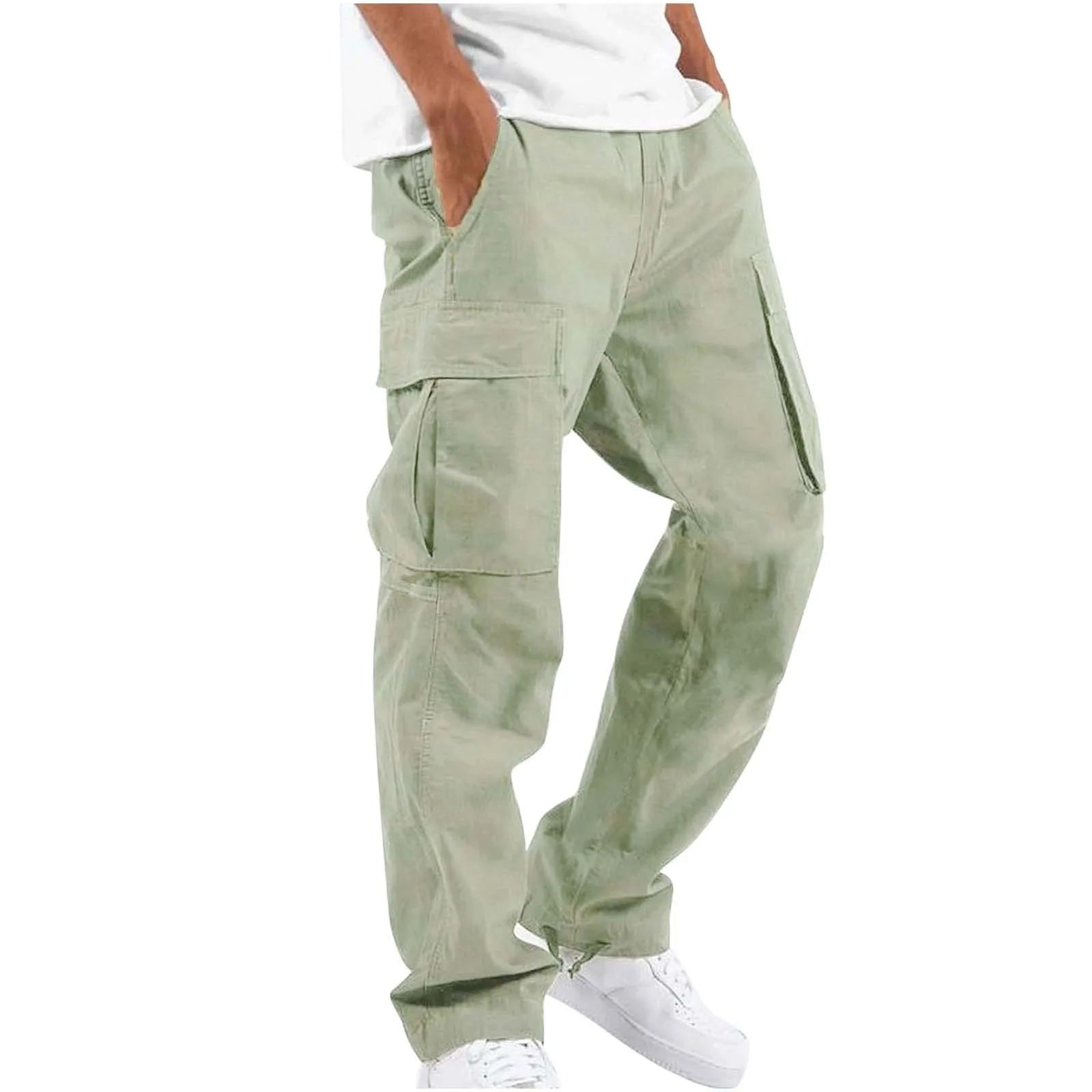 Calça cargo de ajuste relaxado com cordão, calça esportiva de sarja para caminhadas ao ar livre,Calça jogger casual masculina5XL