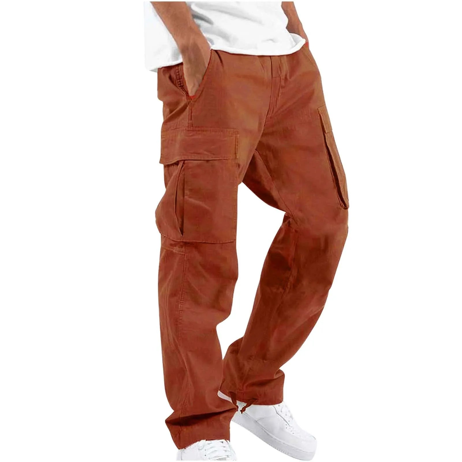 Calça cargo de ajuste relaxado com cordão, calça esportiva de sarja para caminhadas ao ar livre,Calça jogger casual masculina5XL