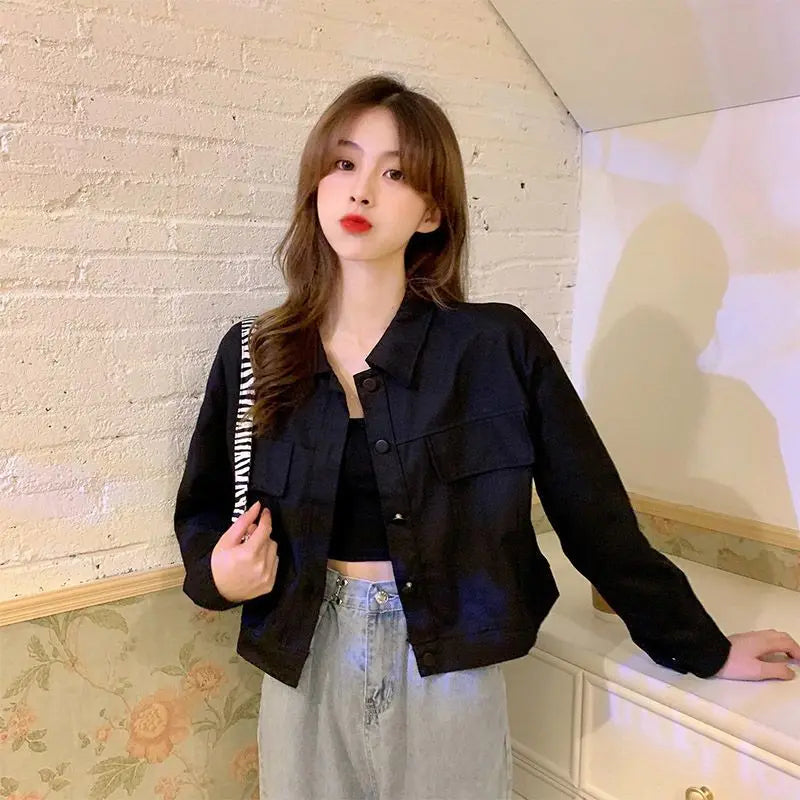 Short Casual Jacket for Women 2025 Spring and Autumn New Korean Casual Thin Jacket Loose Versatile Long-sleeved Top