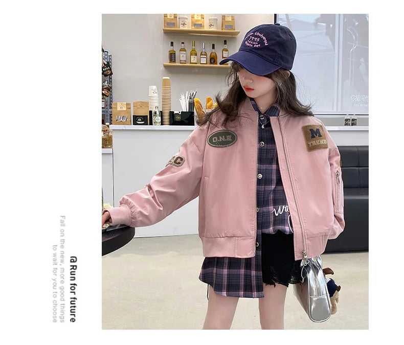 Casual Teenage Girls Baseball Jackets 4-14  junior kids Clothes Children Sports Outerwear Coat Spring Autumn Fashion Boys Jacket
