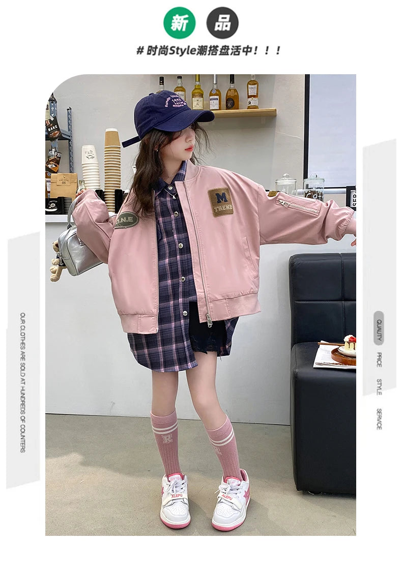 Casual Teenage Girls Baseball Jackets 4-14  junior kids Clothes Children Sports Outerwear Coat Spring Autumn Fashion Boys Jacket