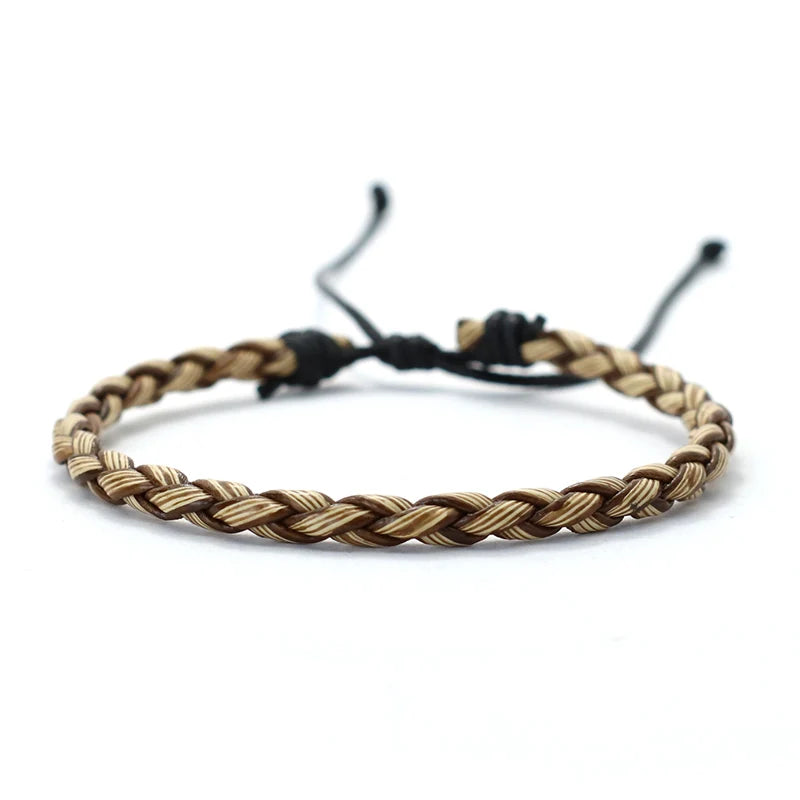 Simple Style Handmade Genuine Leather Bracelet Men Adjustable Wax Rope Leisure Accessories Gift For Him  Pulseiras Masculina