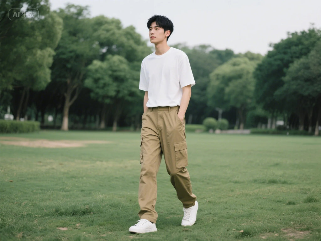 Calça cargo de ajuste relaxado com cordão, calça esportiva de sarja para caminhadas ao ar livre,Calça jogger casual masculina5XL