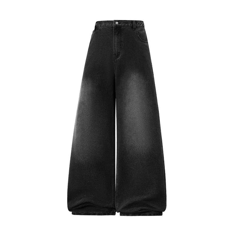 Men's Trendy High Waist Oversized Wide Leg Flared Denim Pants 2026 Extra Long Floor Dragging Loose Fit Streetwear Jeans