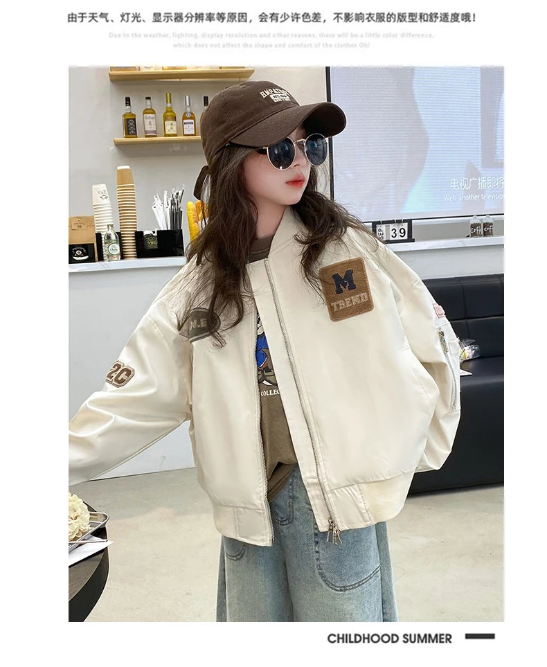 Casual Teenage Girls Baseball Jackets 4-14  junior kids Clothes Children Sports Outerwear Coat Spring Autumn Fashion Boys Jacket