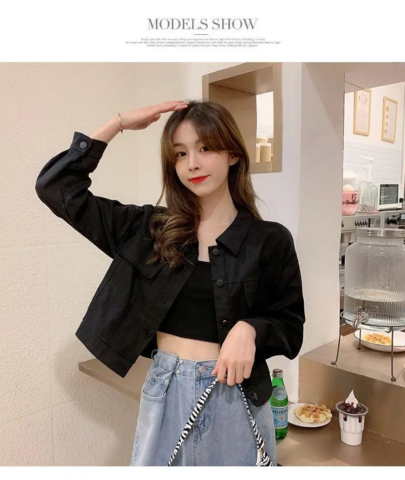 Short Casual Jacket for Women 2025 Spring and Autumn New Korean Casual Thin Jacket Loose Versatile Long-sleeved Top