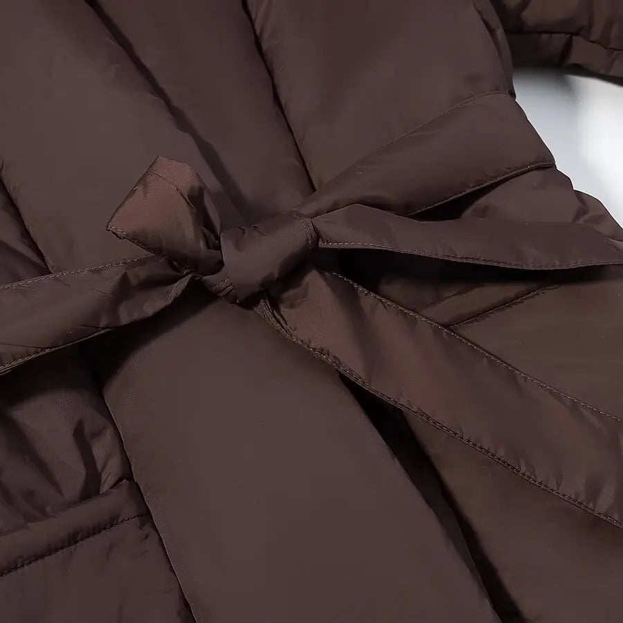 2026 New Year Parker Coats For Women New Chic Long Sleeves With Belt Jackets Women Elegant Waterproof Warmth Leisure Black Coats