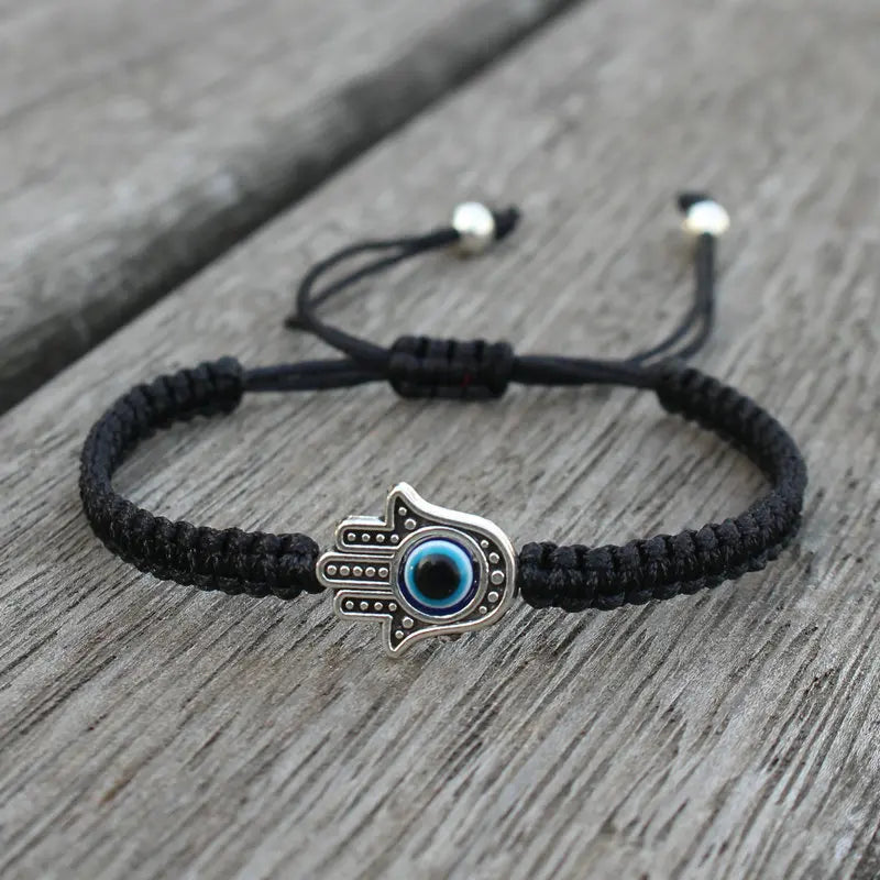 Pulseras Hombre Weaved Men's Fatima Hamsa Hand Bracelet Man Braided Turkish Evil Eye Bracelets For Men Women Spiritual Jewelry