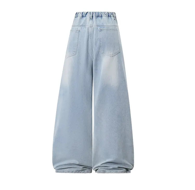 Men's Trendy High Waist Oversized Wide Leg Flared Denim Pants 2026 Extra Long Floor Dragging Loose Fit Streetwear Jeans