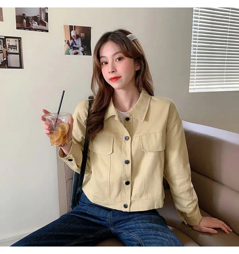 Short Casual Jacket for Women 2025 Spring and Autumn New Korean Casual Thin Jacket Loose Versatile Long-sleeved Top