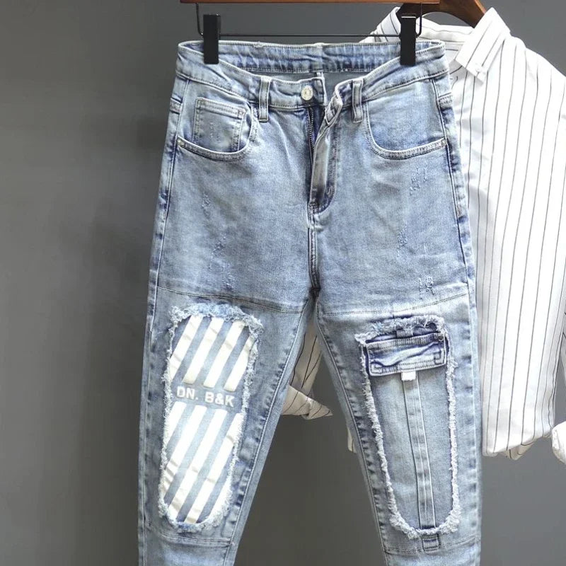 Work Wear Male Cowboy Pants Summer Loose Straight Men's Jeans Trousers Baggy Grunge Y2k Cotton Casual Cheap Wide Leg Original Xs