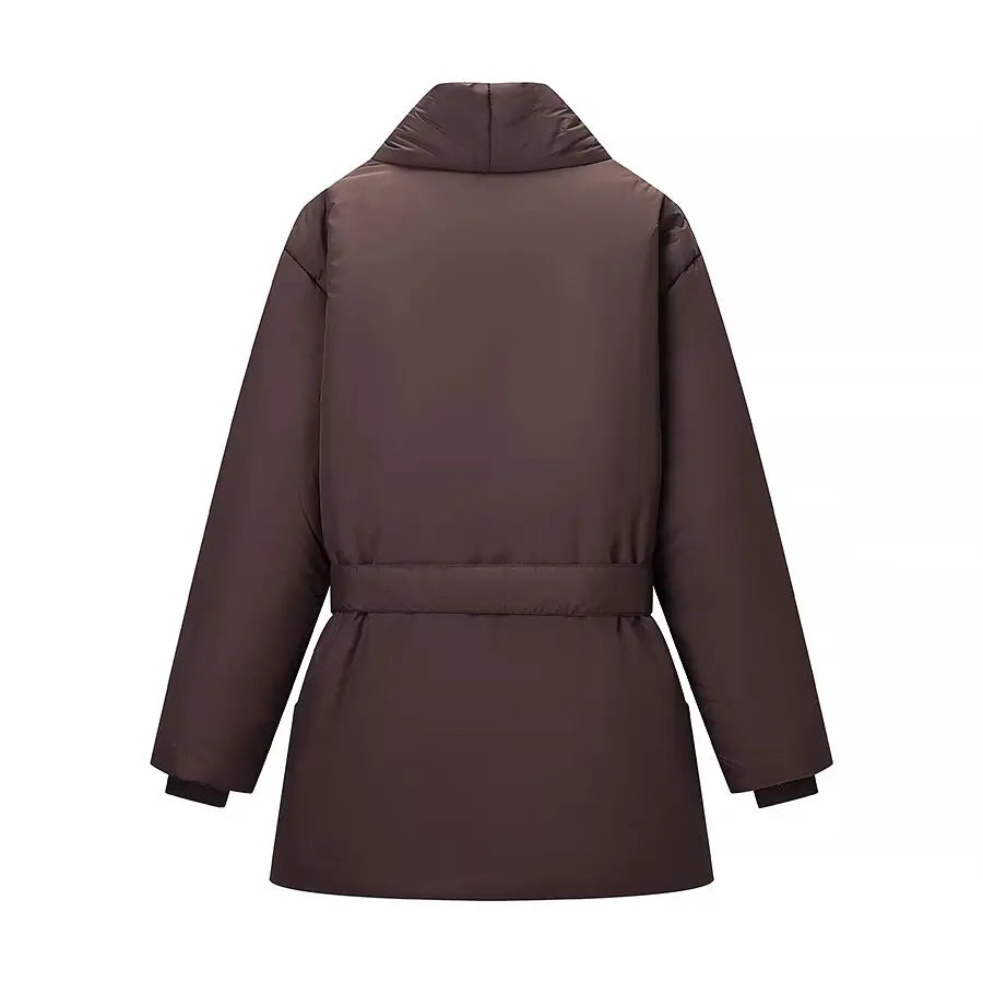 2026 New Year Parker Coats For Women New Chic Long Sleeves With Belt Jackets Women Elegant Waterproof Warmth Leisure Black Coats