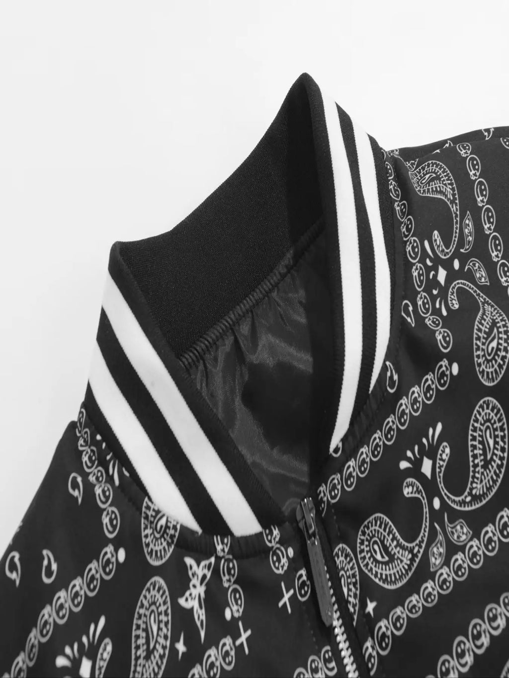 Men's Single-Piece Retro-Style Cashew Flower Splicing Jacket, Casual, Baseball, Home, Versatile, Fashionable, Daily Work Clothing