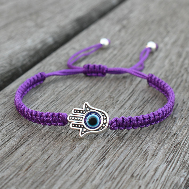 Pulseras Hombre Weaved Men's Fatima Hamsa Hand Bracelet Man Braided Turkish Evil Eye Bracelets For Men Women Spiritual Jewelry