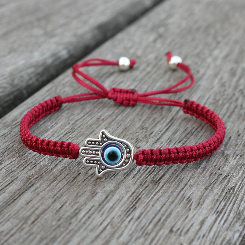Pulseras Hombre Weaved Men's Fatima Hamsa Hand Bracelet Man Braided Turkish Evil Eye Bracelets For Men Women Spiritual Jewelry