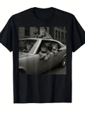 Retro Gangster Cat T-Shirt for Men and Women Featuring A Fun Gangster Cat and Classic Cars  Shirt with Designs