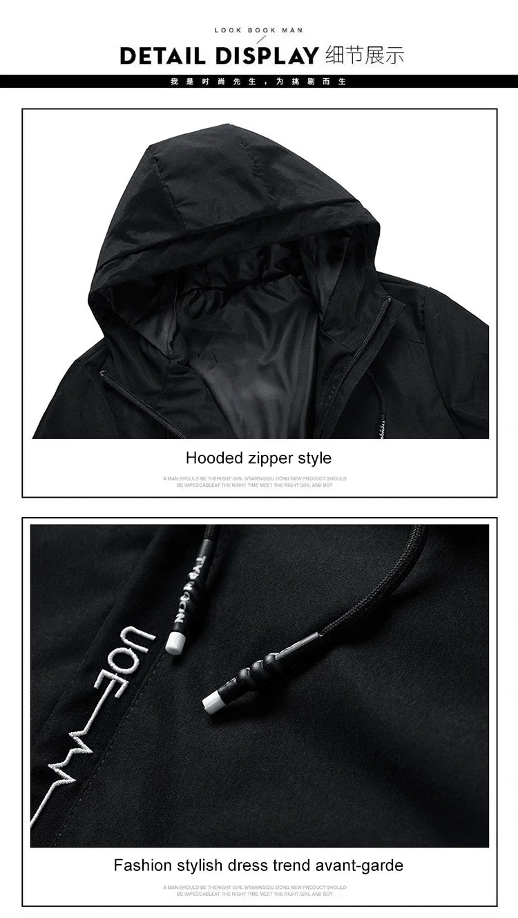 HONDA Honda Honda Co-branded Men's Hooded Jacket Spring and Autumn Trendy Work Jacket Light Gray Casual Windproof Top