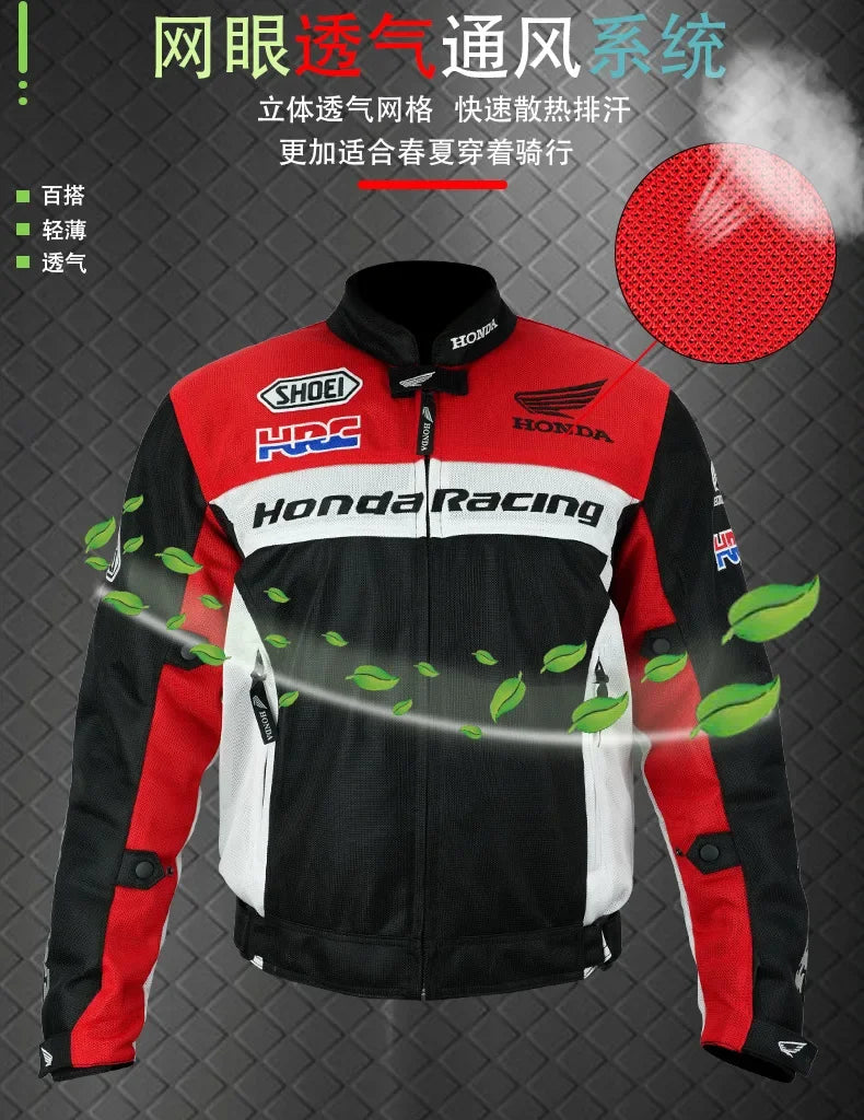 Summer Honda Motorcycle Jacket for Men And Women Breathable Mesh Anti-Fall Wear-Resistant HRC Motorcycle Riding Suit