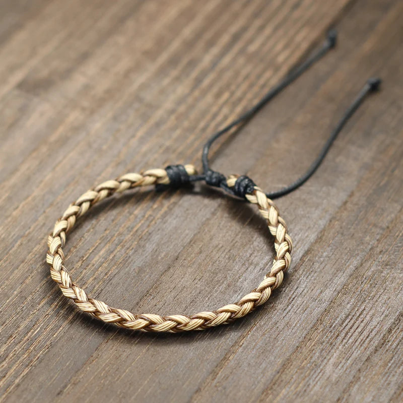 Simple Style Handmade Genuine Leather Bracelet Men Adjustable Wax Rope Leisure Accessories Gift For Him  Pulseiras Masculina