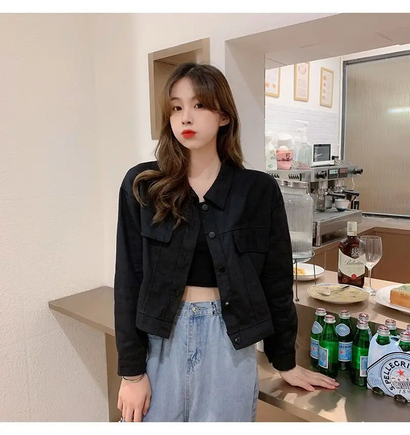 Short Casual Jacket for Women 2025 Spring and Autumn New Korean Casual Thin Jacket Loose Versatile Long-sleeved Top