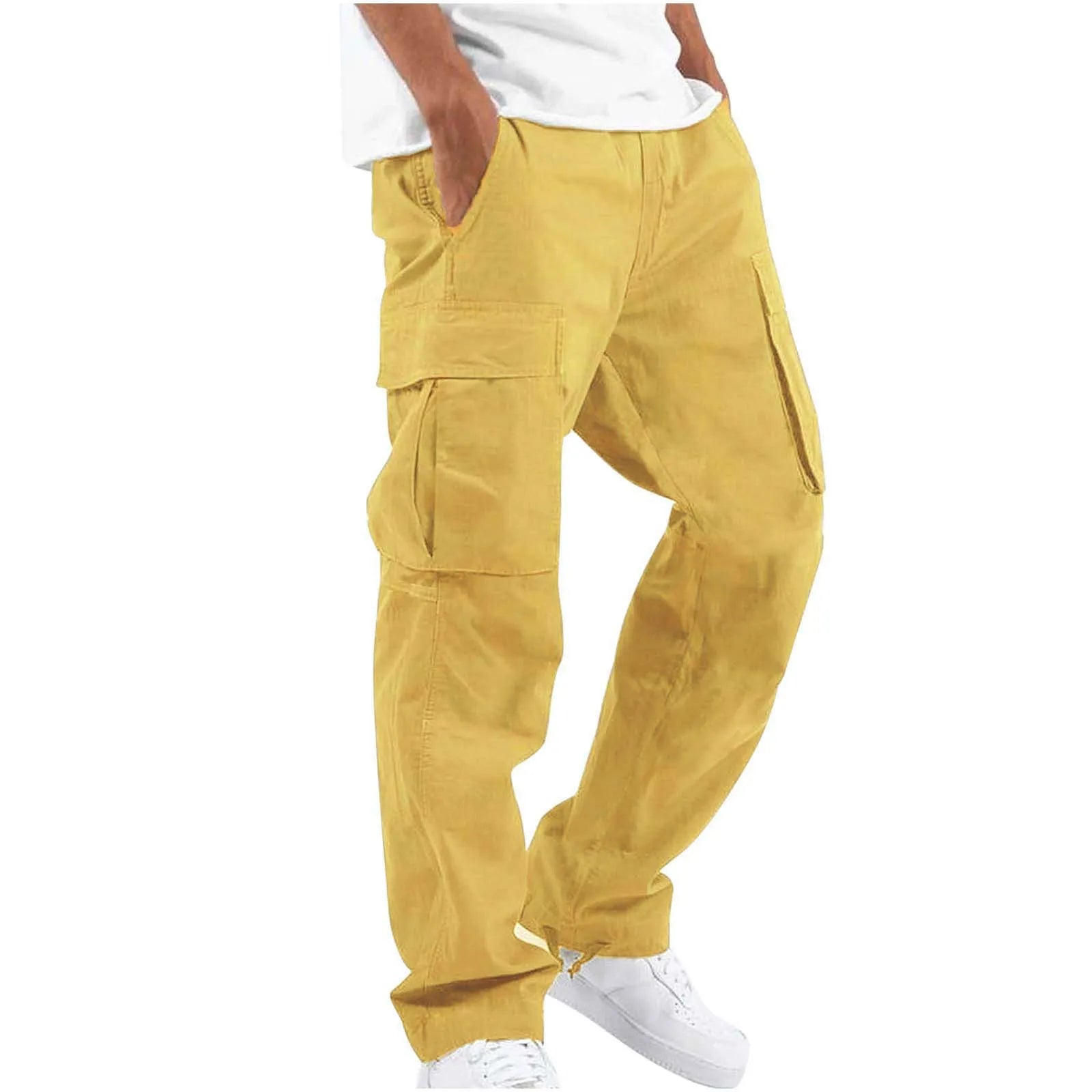 Calça cargo de ajuste relaxado com cordão, calça esportiva de sarja para caminhadas ao ar livre,Calça jogger casual masculina5XL