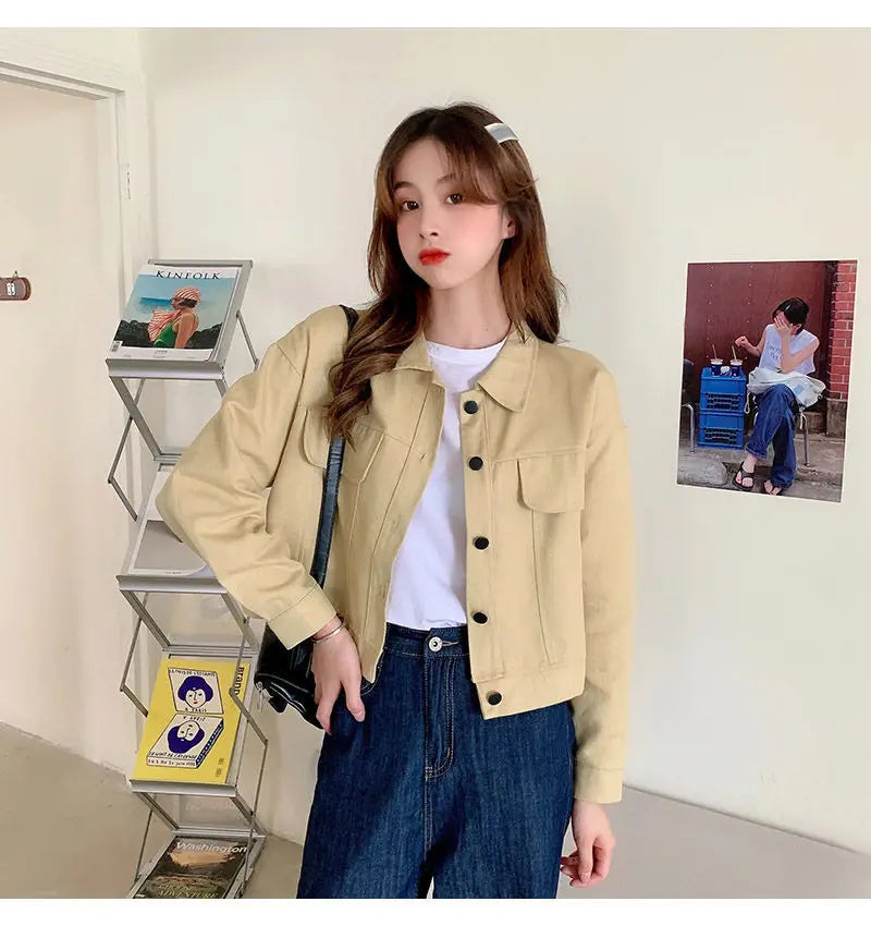 Short Casual Jacket for Women 2025 Spring and Autumn New Korean Casual Thin Jacket Loose Versatile Long-sleeved Top