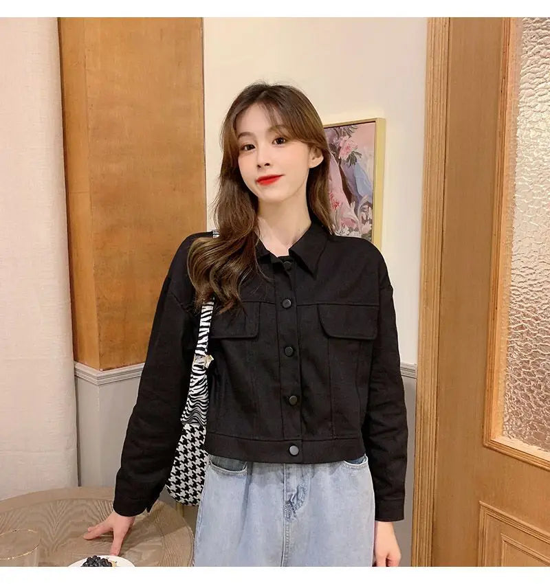 Short Casual Jacket for Women 2025 Spring and Autumn New Korean Casual Thin Jacket Loose Versatile Long-sleeved Top