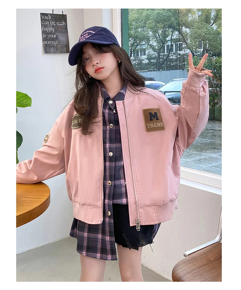 Casual Teenage Girls Baseball Jackets 4-14  junior kids Clothes Children Sports Outerwear Coat Spring Autumn Fashion Boys Jacket