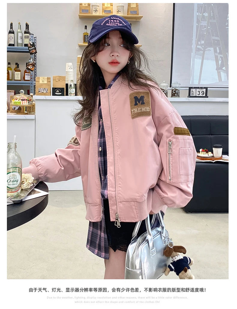 Casual Teenage Girls Baseball Jackets 4-14  junior kids Clothes Children Sports Outerwear Coat Spring Autumn Fashion Boys Jacket