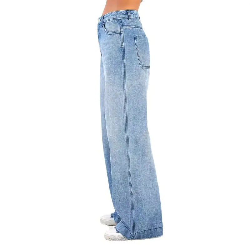 Womens High Waist Loose Wide Leg Jeans Mopping Jeans