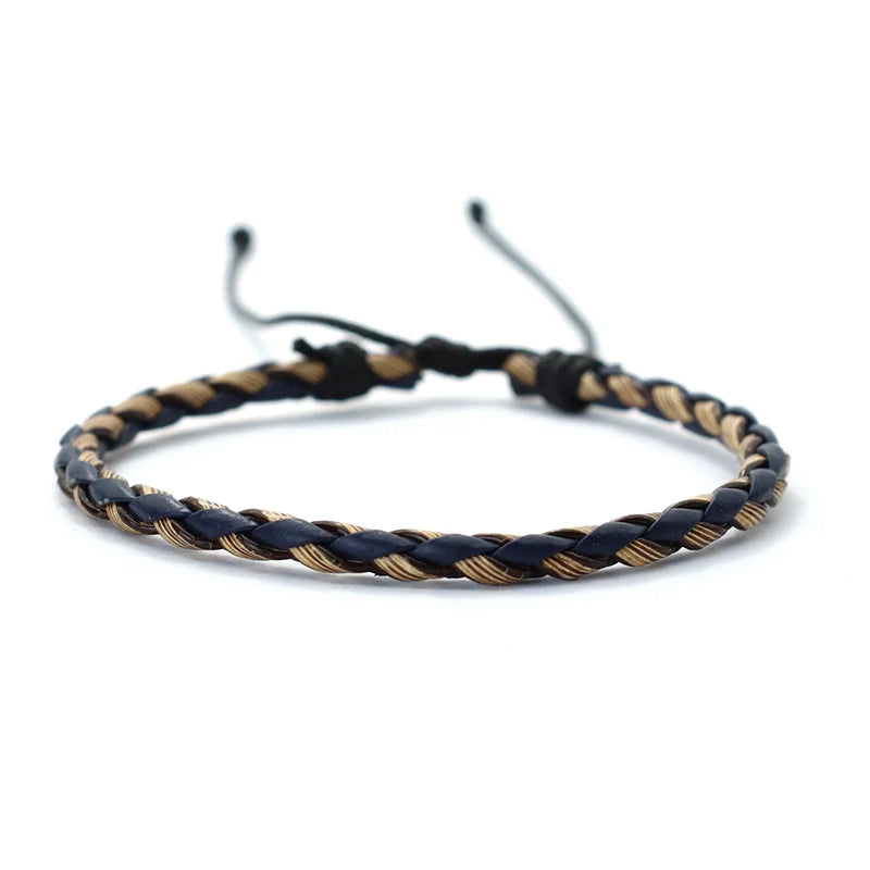 Simple Style Handmade Genuine Leather Bracelet Men Adjustable Wax Rope Leisure Accessories Gift For Him  Pulseiras Masculina