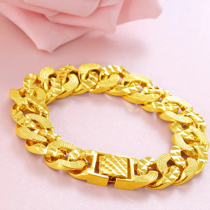 Forever Not Fade 24K Gold Filled Jewelry Bracelets for Men Women Pulseira Feminina Bizuteria Joyas Wedding Fine Bracelets