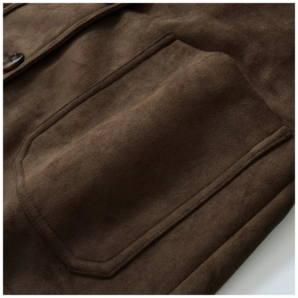 Womens Suede Look Blazer Jacket With Belted Waist And Single Button Casual And Commuter Fashion Jacket Woman Clothes Tops