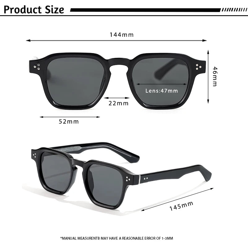 CATERSIDE Classic Square Sunglasses Men Core Insert Temple Luxury Brand Sun Glasses Women Travel Beach Party Festival Gifts