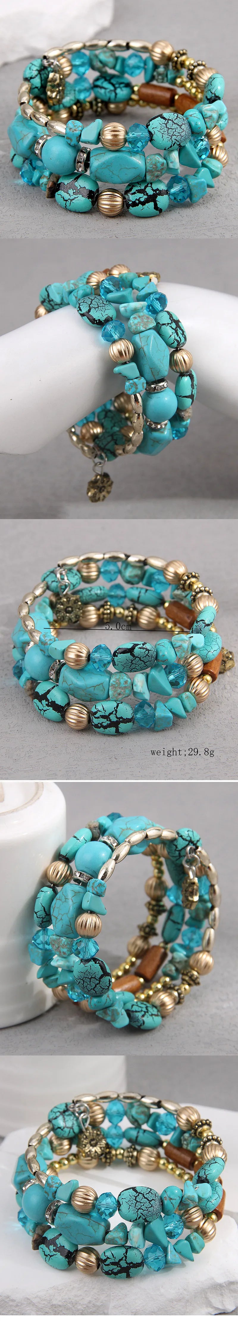 New Blue Bohemian Acrylic Bracelets for women jewelry accessories pulseiras para as mulheres bracelet
