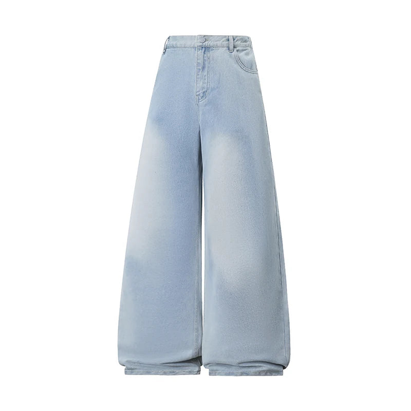 Men's Trendy High Waist Oversized Wide Leg Flared Denim Pants 2026 Extra Long Floor Dragging Loose Fit Streetwear Jeans